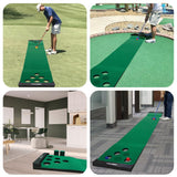 Golf Pong Mat Game Set Green Mat, Golf Putting Mat with 2 Adjustable Golf Putters, 6 Golf Balls,12 Golf Hole Covers Crestgolf