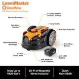 LawnMaster OcuMow™ Perimeter Wire Free Robot Lawn Mower Cuts Small Lawns 1000-2000 Square Feet with Optical Navigation