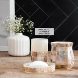 Creative Scents Milano Small Bathroom Trash Can 1.58 Gal / 6L - Decorative Bathroom Wastebasket with Beautiful Mother of Pearl Shells; Modern Round Waste Basket for Room, Bedroom or Living Room