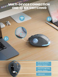 Wireless Trackball Mouse, Adjustable Angle Rechargeable, Backlit-Gray Mouse