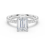 MSBLUE® Size 6 2ct Emerald Cut Moissanite Engagement Ring