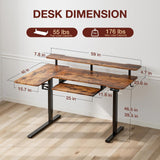 59 Inch L Shaped Standing Desk with Shelves and Keyboard, Electric Corner Standing Desk Adjustable Height