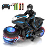 Tecnock RC Motorcycle, Remote Control Motorcycle with LED Lights, RC Car Dirt Bike Toy, 360° Spins and Flips, Rechargeable Batteries, Gift for Boys Ages 5-7, 8-12