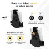 Mount-It! Universal Tablet POS Stand with Key Lock, Bolt-Down Base, Silver