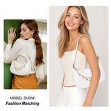 Small Crescent Shoulder Bag for Women Trendy Leather Underarm Hobo Purse with Charm Chain Cute Evening Clutch Handbag (White)