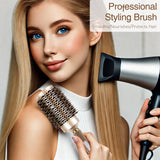Jaasuee Nano Thermal Ceramic & Ionic Round Hair Brush with Boar Bristles, Enhances Shine and Texture, Ideal for Styling, Curling, and Drying