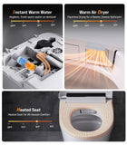 Modern Smart Toilet with Built-In Bidet, Electric Toilet, Auto Open/Close Lid, Heated Seat, Dual Auto Flush & Foot Sensor, Tankless, Warm Water Wash & Dryer, Wireless Remote, 1000g MaP