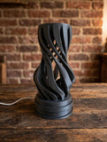 MAKER 3D Twist Spiral Table Lamp in Dark Grey - Handmade 3D Printed Shadow Projection Night Light, Dimmable USB LED Bedside Accent Lamp for Bedroom, Nursery and Office Desk Decor