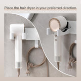 HAVICATO White Hair Dryer Holder, Wall-Mounted Blow Dryer Holder, Adhesive Hair Dryer Organizer with Cable Storage, Hair Dryer Cradle for Bathroom Vanity, Aluminum&ABS