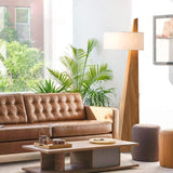Obelisk Floor Lamp by Nova of California - Natural Ash Wood & White Cotton-Linen Shade, Modern Mid-Century Lamp for Living Rooms, Offices, & Bedrooms