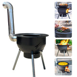 Multifunction Large Portable Charcoal Grill,Heavy-duty Wood Burning Stove with Grill Rack(17 Inches),Camping Rocket Stove