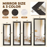 ABSWHLM Full Length Mirror 58"x22" - Beveled Edge Rustic Black Dressing Mirror, Solid Wood Frame, Wall Mounted or Leaning for Bedroom, Entryway, Living Room