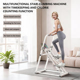 Foldable Stair Stepper Exercise Machine with Handlebar, Adjustable Resistance Quiet Climber with Timer & Phone Holder, Cardio Fitness Equipment for Home Gym, White UUU