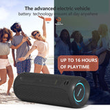 Portable Speaker, Wireless Bluetooth Speaker, IPX7 Waterproof, 25W Loud Stereo Sound, Bassboom Technology, TWS Pairing, Built-in Mic, 16H Playtime with Lights for Home Outdoor - Black SOWO