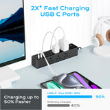 Desk Clamp Power Strip 10FT, Acozvin 40W Total Fast Charging Station