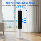 Windowless Portable Air Conditioner, 41 Inch Cooling Fans that Blow Cold Air, 3-in-1 Tower Fan with Remote, 3 Speeds, 120° Oscillation Swamp Cooler, 12H Timer Evaporative Cooler for Bedroom Indoor Use