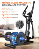 pooboo Elliptical Machine, Elliptical Exercise Machine with16-Level Resistance & Hyper-Quiet Magnetic Driving System, Elliptical Machine for Home with LCD Monitor&15.5IN Stride, 400LBS Weight Capacity pooboo