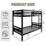 nesture. Bunk Bed Twin Over Twin, Heavy Duty Metal Bunkbeds with Full-Length Guardrail, Space-Saving Steel Bed for Kids & Adults, No Box Spring Required, Black
