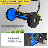 Lawnworld 16-Inch Reel Lawn Mower with Tool-Free Blade Adjustment, 5-Blade Manual Push Lawn Mower, 5-Position Height Adjustable Hand Push Reel Mower