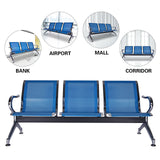 buenotoys 3-Seat Waiting Room Chairs - Waiting Room Bench with Arms Airport Reception Bench Guest Reception Chairs Lobby Bench Waiting Area for Airport Market Bank Hospital School Barbersho, Blue