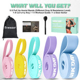 WIKDAY Resistance Bands for Working Out, Pull Up Assistance Bands, Exercise Bands, Long Loop Thick Heavy Workout Bands Set with Door Anchor for Body Stretching, Training for Women