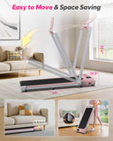 Foldable Treadmill with Incline, Compact Walking Pad Treadmill with Safety Handle Bar, 3.0HP Quiet Under Desk Treadmills for Home/Office