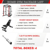 Goimu C1-V4 Power Cage, 2000LBS Squat Rack with LAT Pulldown, Multi-Function Weight Cage Strength Training Machine, Workout Cage (RD Home Gym Package)