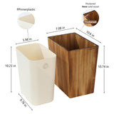 Coeusy 2 Gallon Wood Trash Can with Liner,Small Wooden Bathroom Trash Can
