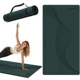 Yoga Mat 76"x 40"x10mm (2/5 inch) – Extra Thick & Wide, TPE Fitness Mat, Printed Non-Slip Exercise Mat with Carrying Strap (green/black)