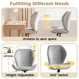ZZW Criss Cross Chair with Wheels, Wide Cross Legged Office Chair Armless Comfy Desk Chair with Tall Back Vanity Chairs with Stress Relief