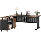 Tribesigns 63 Inch Executive Desk with File Cabinet, Large Office Desk L Shaped Computer Desk with Drawers and Storage Shelves