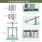 EJWOX 1.6 Gallon Manual Press - Professional Stainless Steel Fruit & Vegetable Juicer with Filter Bag - Large 6L Capacity Honey Extractor & Cheese Squeezer - Heavy Duty Hand Press for Plant Infusions
