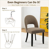 BONBEUR Upholstered Dining Chairs Set of 4, Mid Century Modern Kitchen Chairs with Solid Wood Legs & Linen Fabric Backrest for Dining Room, Brown