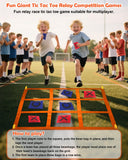 2-in-1 Outdoor Giant Tic Tac Toe Bean Bag Toss Games, Tic Tac Toe Ball Toss Game and Dart Board Games with Sticky Balls for Kids Adults Large Lawn Carnival Yard Birthday Family Outside Party Games