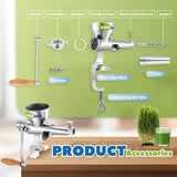 Luzrise Manual Wheatgrass Juicer Portable Crank Wheatgrass Extractor Hand Fruit& Vegetables Squeezer 304 Stainless Steel for Juicing Celery, Kale, Spinach, Parsley, Pomegranate, Apple, Grape