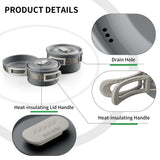Naturehike Camping Cookware Set Mess Kit for Backpacking Gear, Camp Cooking Set, Camping Pots and Pans Set for Outdoor Backpacking Camping Hiking Picnic