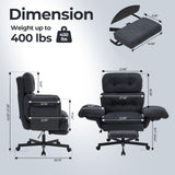 Criss Cross Office Chair with Foot Rest, Big and Tall Desk Chair with Flip Armrests for Pets & Cross Legged Sitting, Comfy Executive Ergonomic Office Reclining Computer Gaming Vanity Chairs, Gray