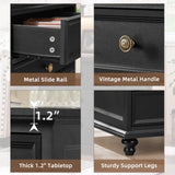 Joaxswe 24" Wide Farmhouse Night Stand Set of 2,Large End Table with 3 Drawers & Metal Handle,Wood Dresser for Bedroom Cabinet, Bed Side Table Chest of Drawers,Nightstand for Living Room,Closet,Black