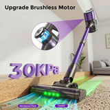 MBTTODF Cordless Vacuum Cleaner,Vacuum Cleaner for Home with Brushless Motor,Lightweight Stick Vacuum with Self-Standing and Touch Screen,Hardwood Floor Vacuum for Pet Hair,Carpets,Tile(Dark Purple)