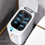 3.5 Gallon Slim Smart Small Plastic Trash Bin, Narrow Motion Sensor Trash Can for Bedroom, Office White