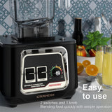 CRANDDI Commercial Blender, 2200W Countertop Blenders with Removable Shield, Quiet Smoothie Blender for Shakes and Ice Crushing (Black)