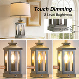G-SAFAVA 24" Table Lamps for Living Room Bedroom Modern Metal Bedside Lamps Set of 2 Nightstand Lamp for Night Stands 3 Way Dimmable Touch Lamp with USB C+A Ports and 2 Light Sources, 4 Bulbs Includes