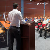 Adir Wooden Podium Stand - Speaking Podium with Storage Shelf, Hostess Stand for Restaurant, Lecture Podium