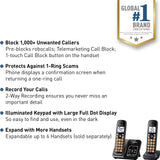 Answering Machine, Advanced Call Block, Bilingual Caller ID and Easy to Read High-Contrast Display, Expandable System with 2 Handsets (Metallic Black) Panasonic