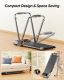 Acezoe Walking Pad with 12% Incline & Height-Adjustable Handlebar, 5-in-1 Foldable Treadmill for Home & Office, Portable Under Desk Treadmill with LED Display & App Control