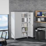 VINGLI Upgraded Wide & Deep Garage Storage Cabinet, Metal Storage Cabinet with Pegboards, Wheels, Locking Doors and Adjustable Shelves (Gray, 43''W x 20''D x 72''H)