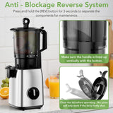 Electactic Cold Press Juicer with Stainless Steel Base, 5.4 Inch Wide Feed Chute, Juicer Machines For Whole Fruits & Vegetables