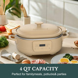 MAGNIFIQUE 4 Quart Programmable Casserole Slow Cooker, 8-in-1 Multi Cooker with Removable Non-Toxic Stoneware Crock, Claypot Slow Cooker, Rice-cooking, Nonstick, Oven Safe Pot to 450°F, Brown
