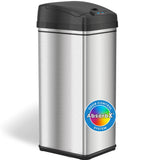 13 Gallon Kitchen Trash Can with Lid and Odor Filter, Motion Sensor Stainless Steel Rectangular Trash Can iTouchless