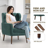cinkehome Accent Arm Chairs for Living Room, Chenille Upholstered Mordern Armchair, Comfy Soft Padded Lounge Chair in Small Spaces, Bedroom, Pillow, Solid Wood Leg, Blackish Green